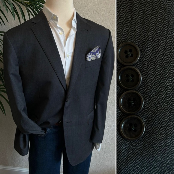 JOS A BANK MENS BLAZER SIZE 44S GRAY SPORT COAT SHORT CUT SUIT JACKET